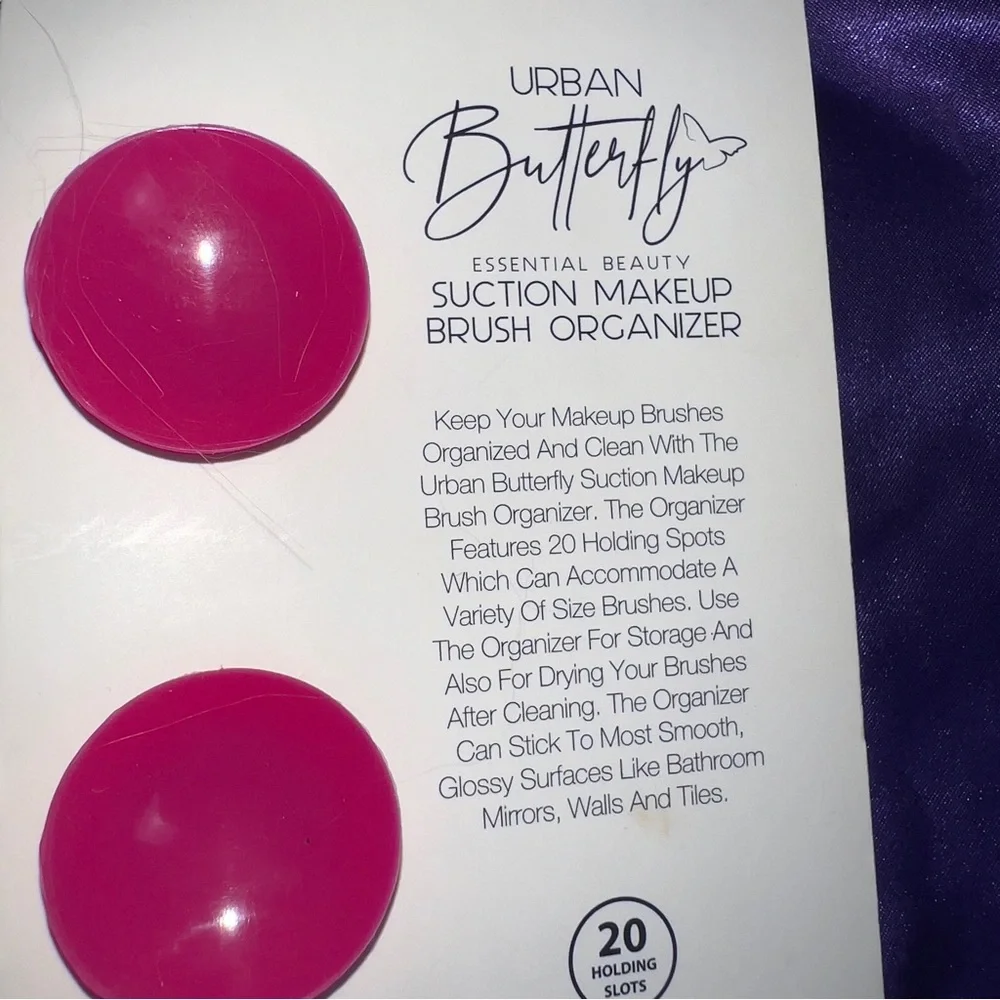 Urban Butterfly Suction Makeup Brush Organizer‎ Silicone Attachment Pink Gifting